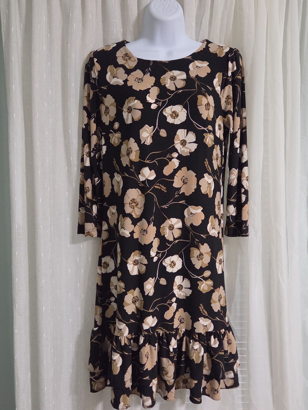 Tommy Hilfiger Black Dress with Beige Floral Print
